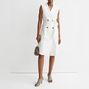 H&M White Sleeveless Linen Trench Dress